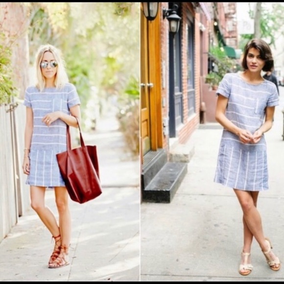 Lou & Grey Dresses & Skirts - Lou & Grey Linen Striped Chambray Dress Size XS